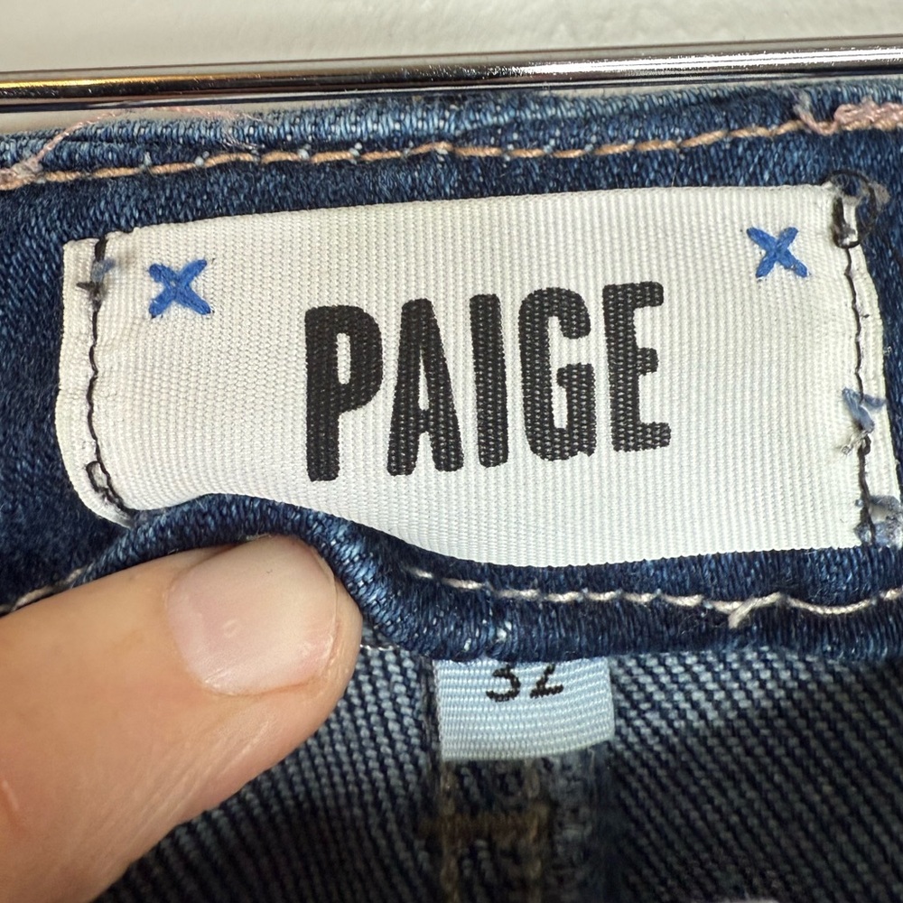 Paige Anessa Wide Leg Jeans Cropped Dark Denim Jean Size 32 - Picture 5 of 12